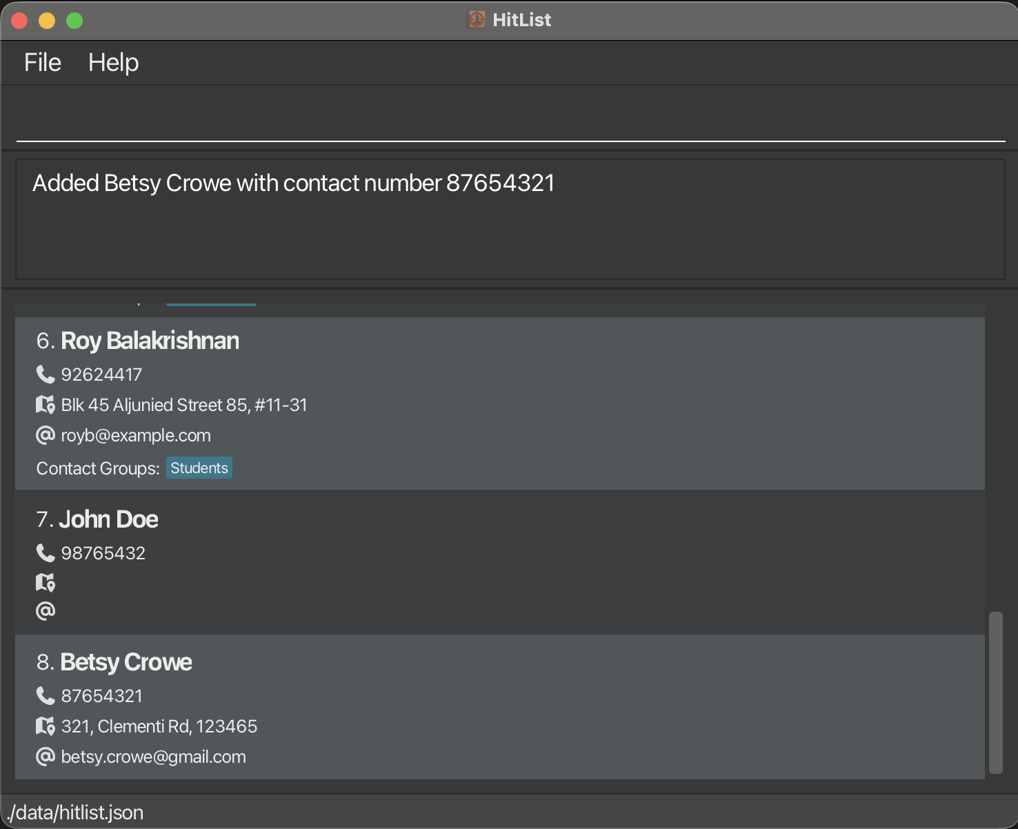 Add Betsy Crowe to HitList