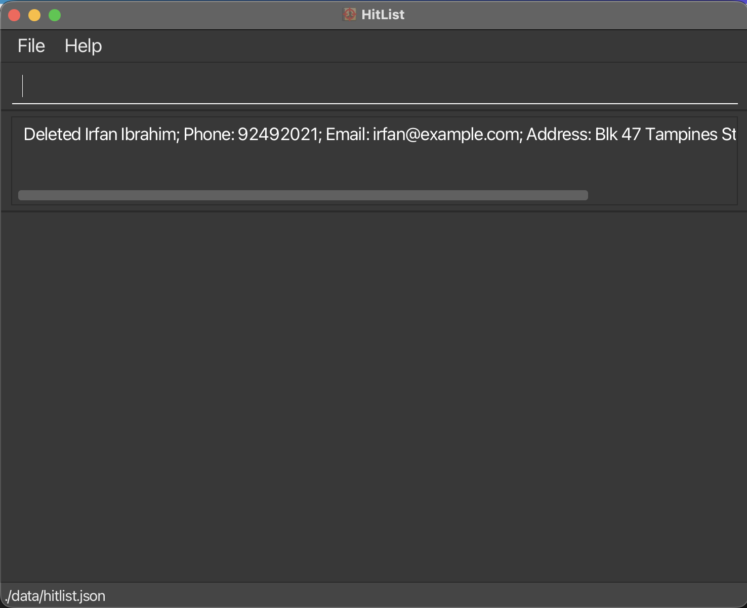 Deleting Irfan in HitList