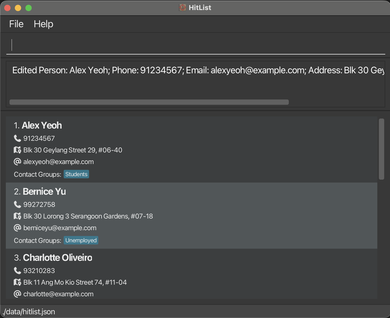 Edit 1st Contact number in HitList