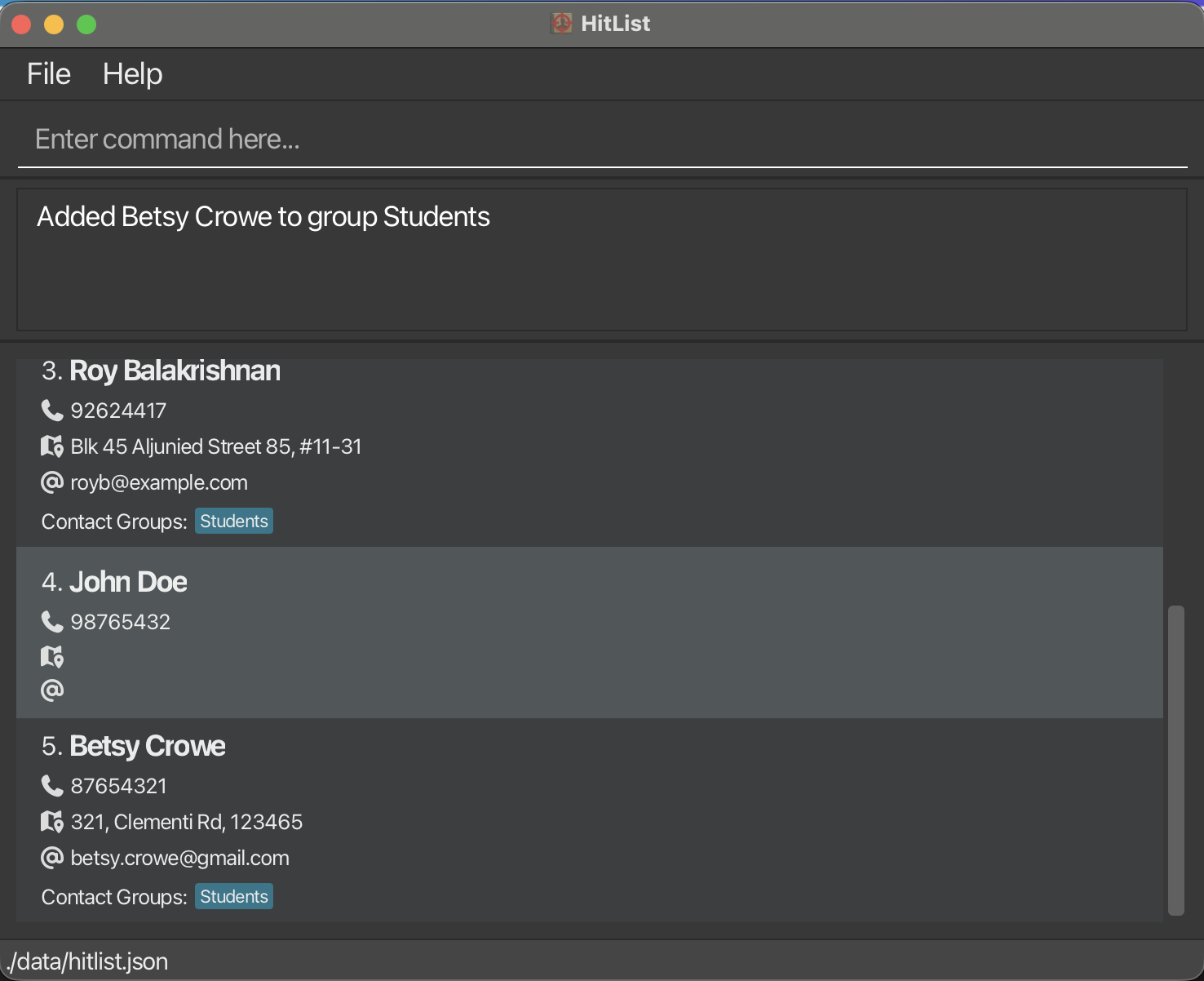 After Assigning Betsy Crowe to Students Group