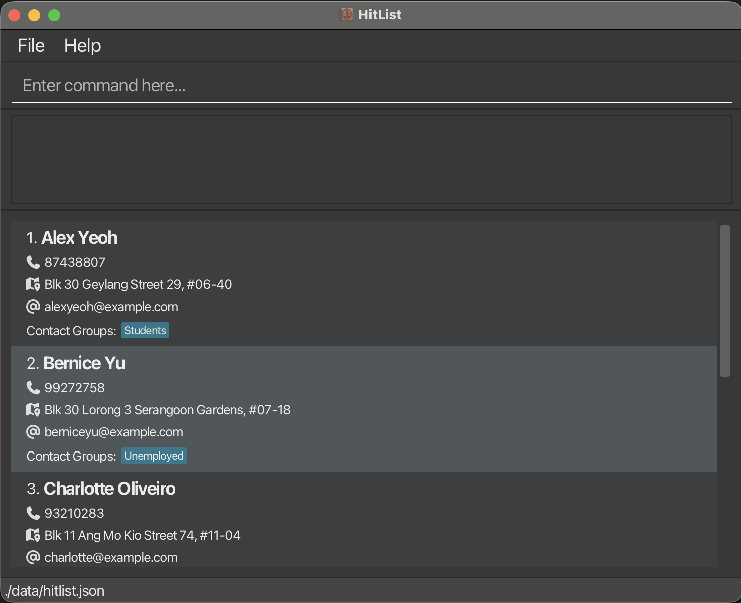 Before Edit of HitList