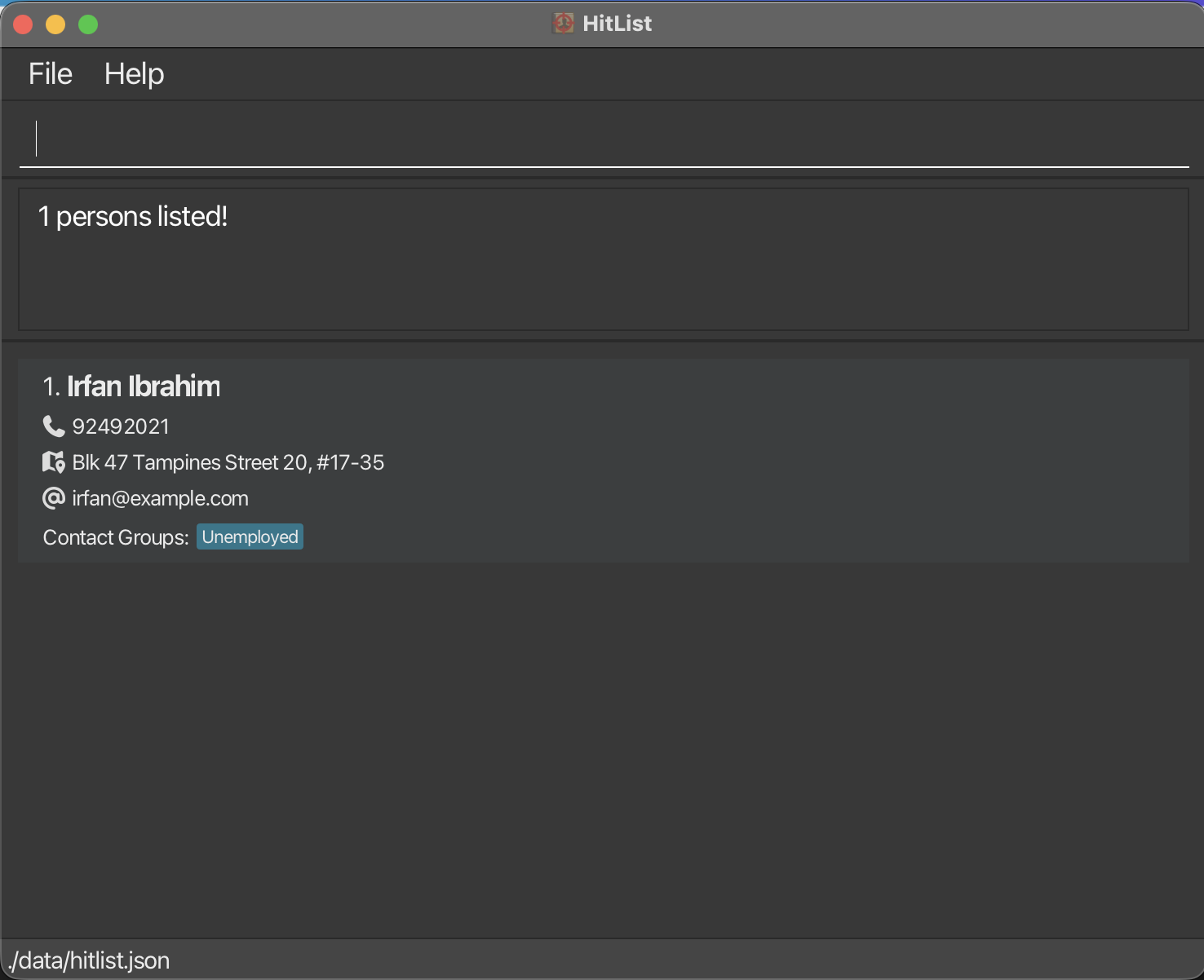 Find Irfan in HitList