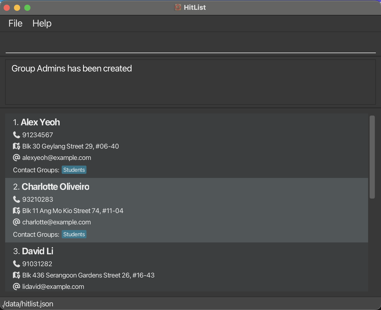 Creation of group Admins in HitList