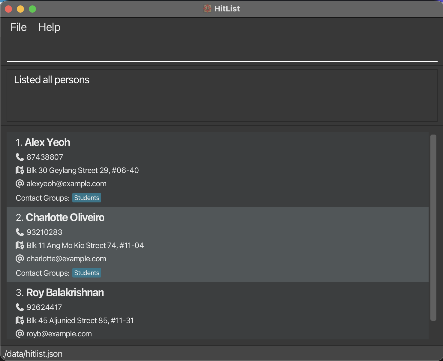 Before Edit of HitList