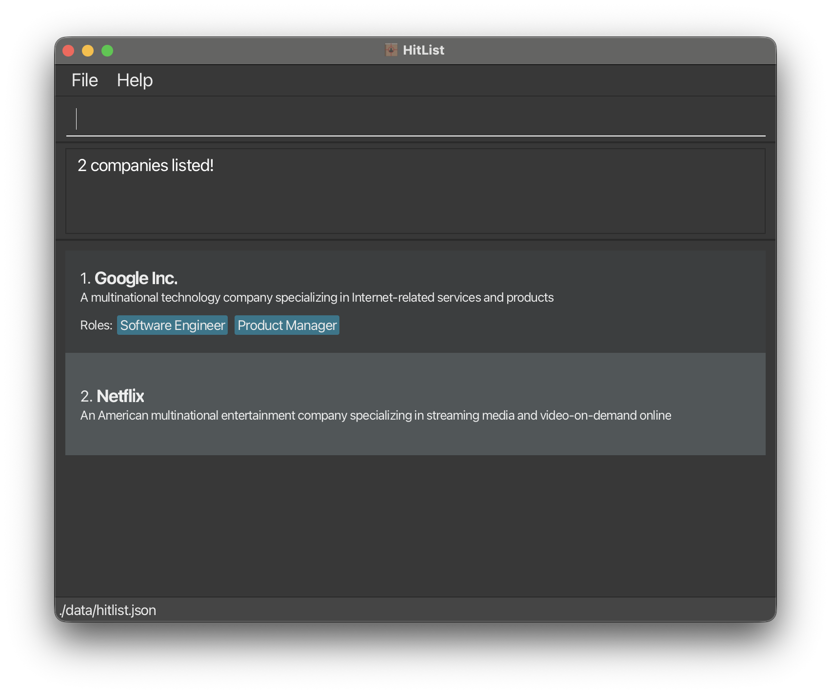 Find Google and Netflix in HitList