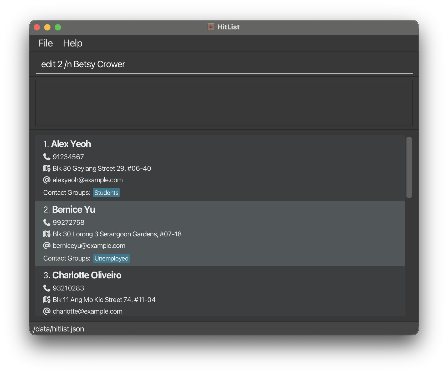 Before Editing 2nd Contact