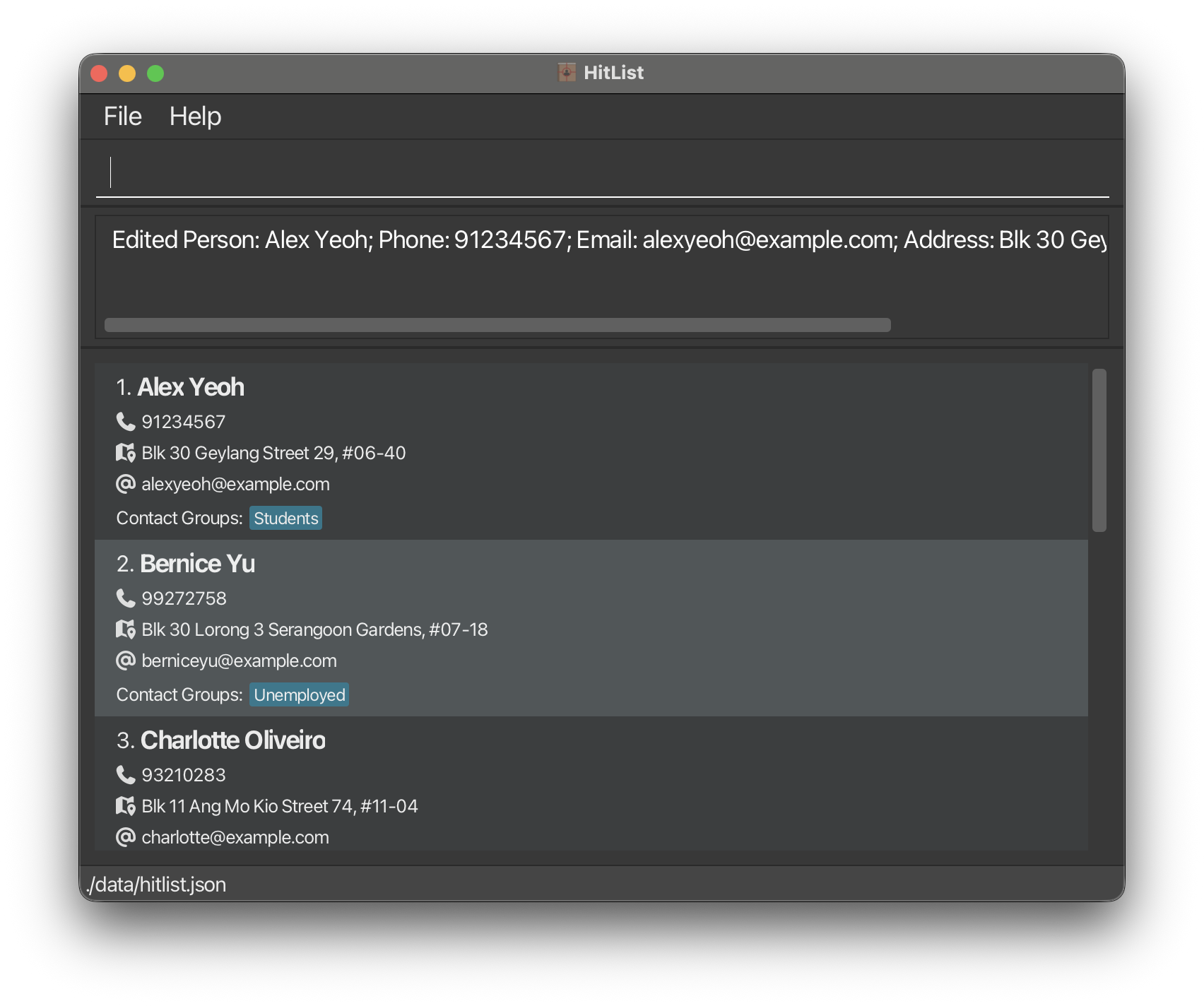 Edit 1st Contact number in HitList