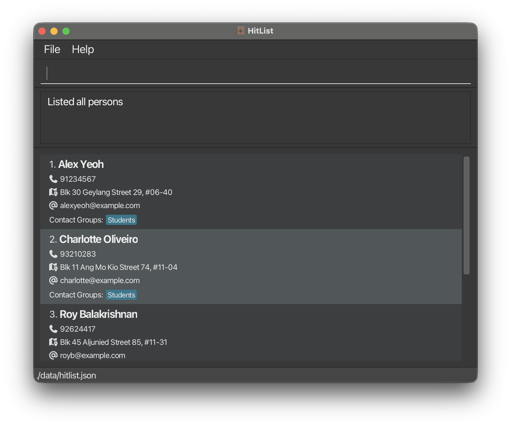Before Edit of HitList